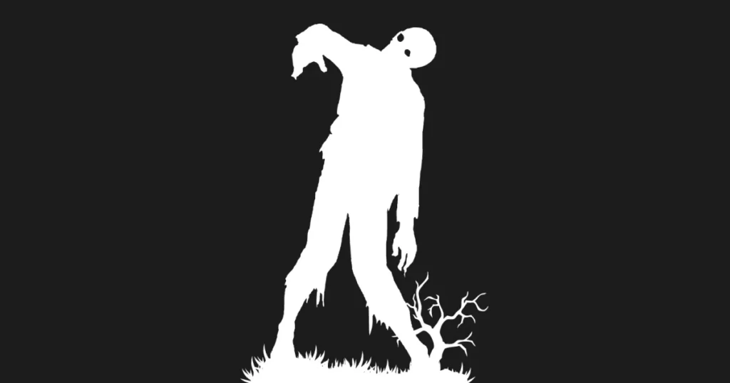 A silhouette of a zombie
