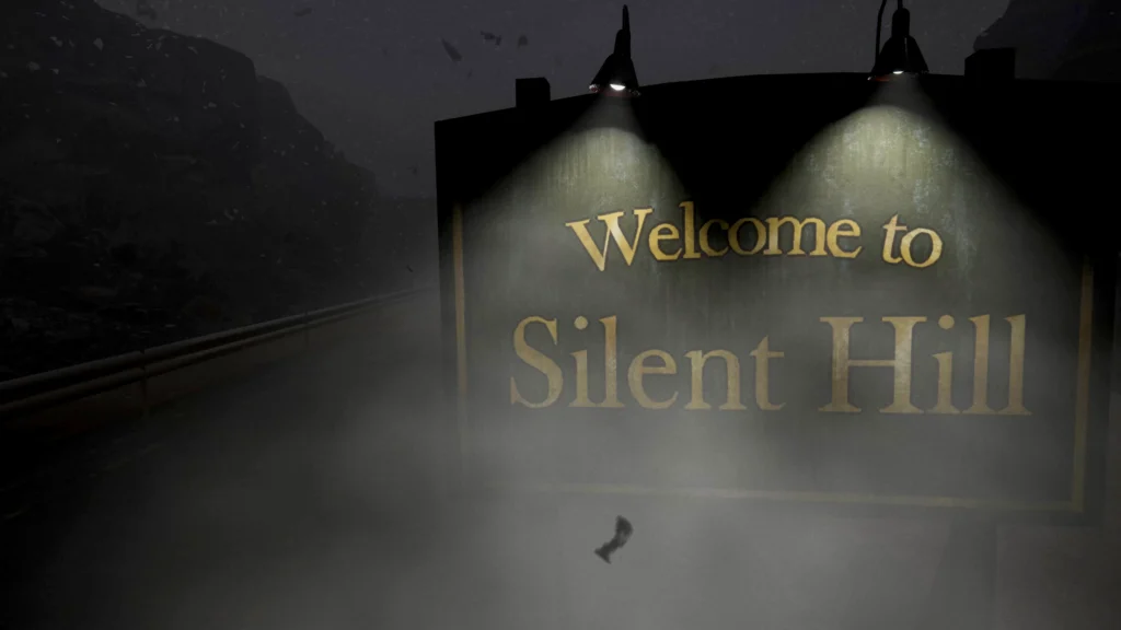 The Sign "Welcome to Silent Hill" with a highway in the background